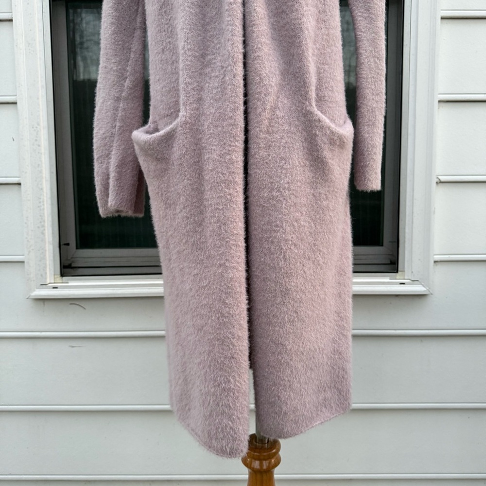 Sleeping on snow by Anthropologie Thornton Longline Fuzzy Cardigan Mauve Lilac - Picture 6 of 16